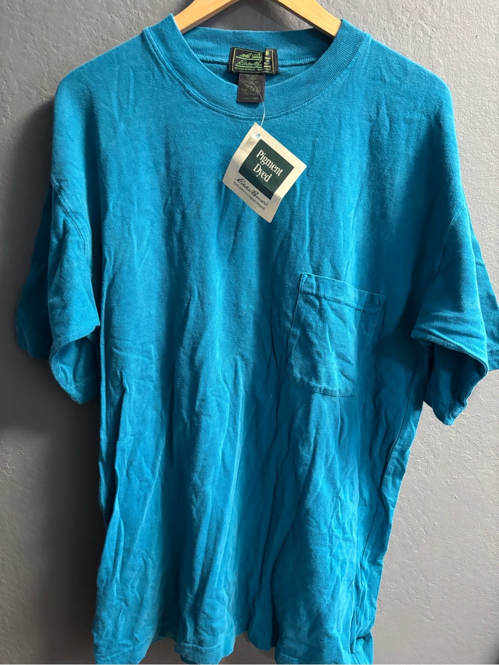 NWT rare vintage Eddie Bauer pigment-dyed t-shirt in turquoise blue tall med b1